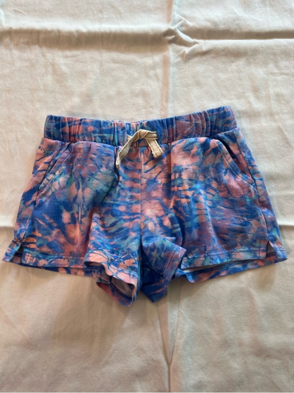 Crewcuts Girls Pink and Blue Tie-Dye Cotton Knit Shorts 3T
